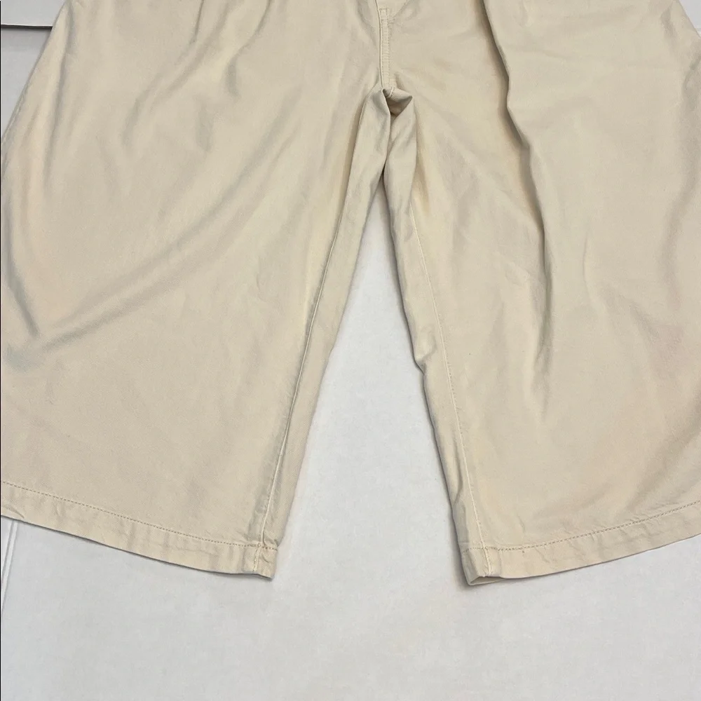 PILCRO ANTHROPOLOGIE CREAM HIGH RISE CROPPED PAPERBAG WIDE LEG PANTS LP
